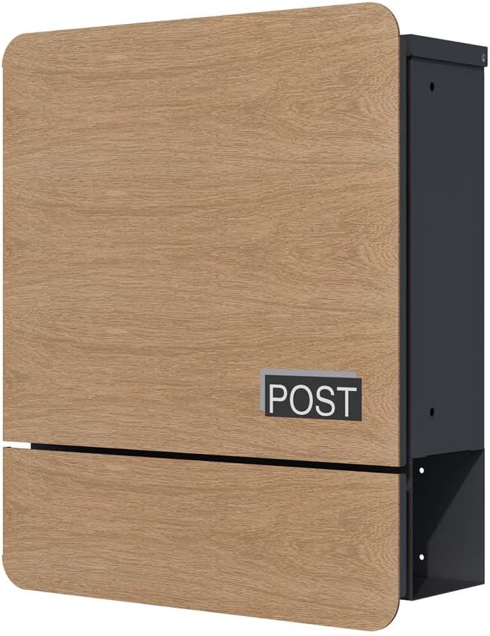 SCHARTEC Briefkasten SPB-4 helles Holz Design mit Zeitungsfach modern & gross Wandbriefkasten Postka