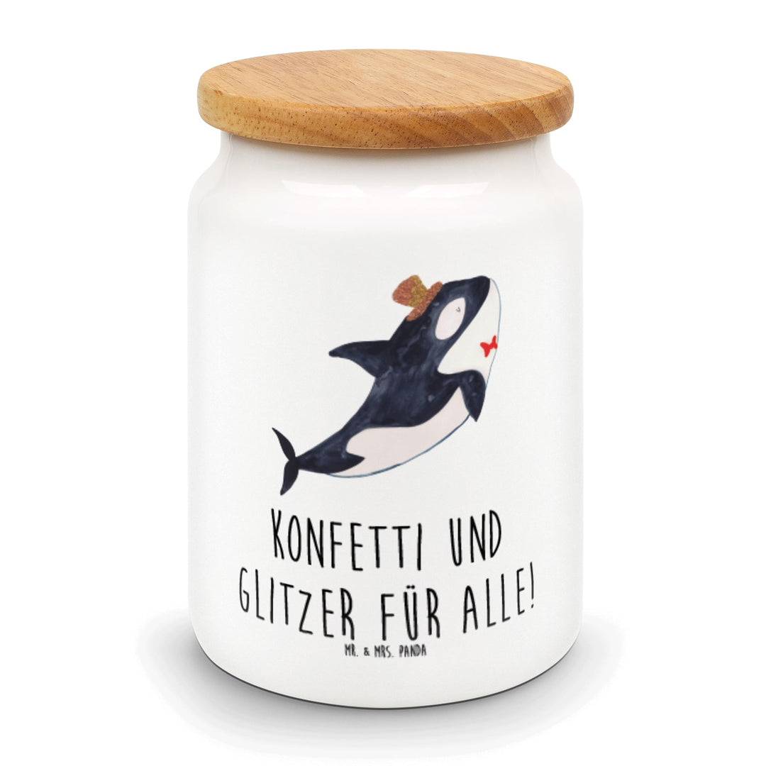 Mr. & Mrs. Panda Kaffeedose Orca Zylinder - Geschenk, Fest, Meer, Glückwunsch, Keksdose, Geburtstag,
