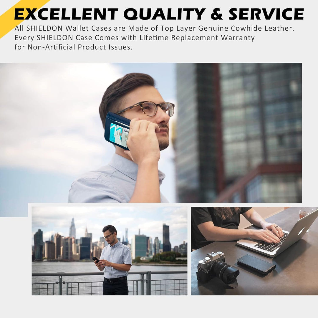 SHIELDON Galaxy S22+ Plus 5G Hülle Stossfeste Handyhülle [Erstklassig Echtleder] [Kartenfach] [Lifet