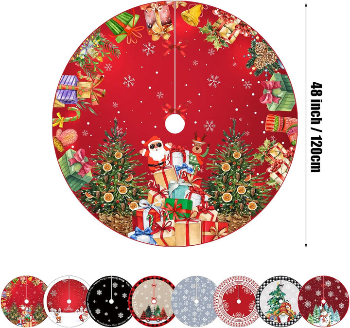 Weihnachtsbaum Decke, 120cm Grosse Dunkelrot Weihnachtsbaum Rock Matte mit Weihnachtsmann, Polyester