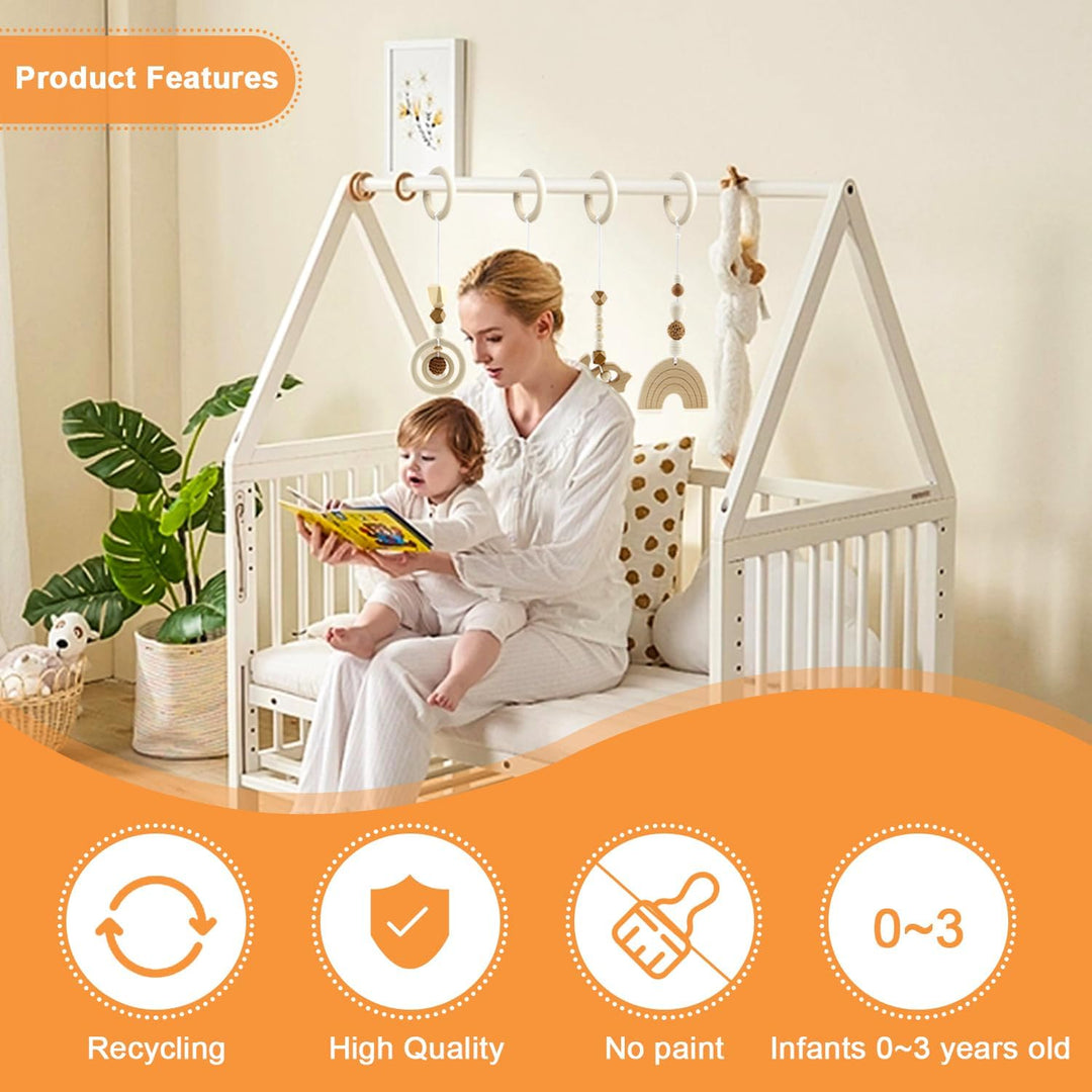 Spielbogen Baby Spielzeug ab 0 Monate Spielbögen Baby Gym Anhänger Holz 4 Stück Spielebogen Babies T
