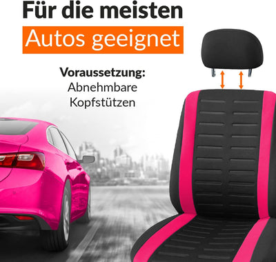 Upgrade4cars Autositzbezüge Set Universal | Auto-Schonbezüge für die Vordersitze & Rückbank in Pink