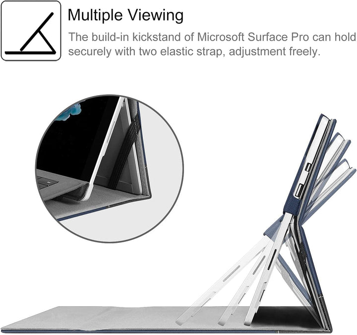 Fintie Hülle für Microsoft Surface Pro 7+ / 7/6 / 5/4 / 3 - Multi-Sichtwinkel Kunstleder Tasche Schu