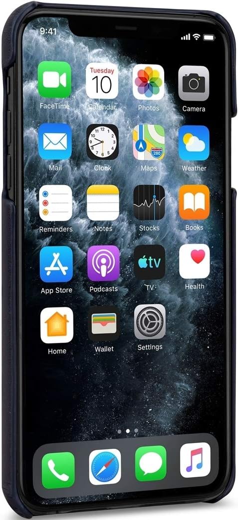 STILGUT Hülle kompatibel mit iPhone 11 Pro Max Case aus Leder, Premium Lederhülle, dünn - Blau iPhon