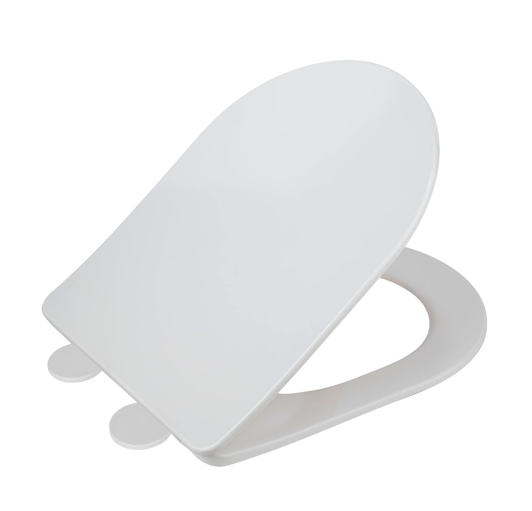 WENKO WC-Sitz Galati, flacher Toilettensitz in D-Form mit Absenkautomatik, aus Duroplast, Fix-Clip-B