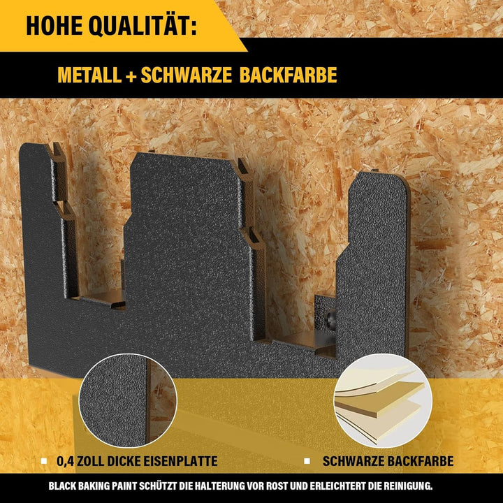JYiuog Wandhalterung für DeWalt 20V Akku und DCB112 Ladegerät, robuster Metall Schwarz 2 Akkuhalter