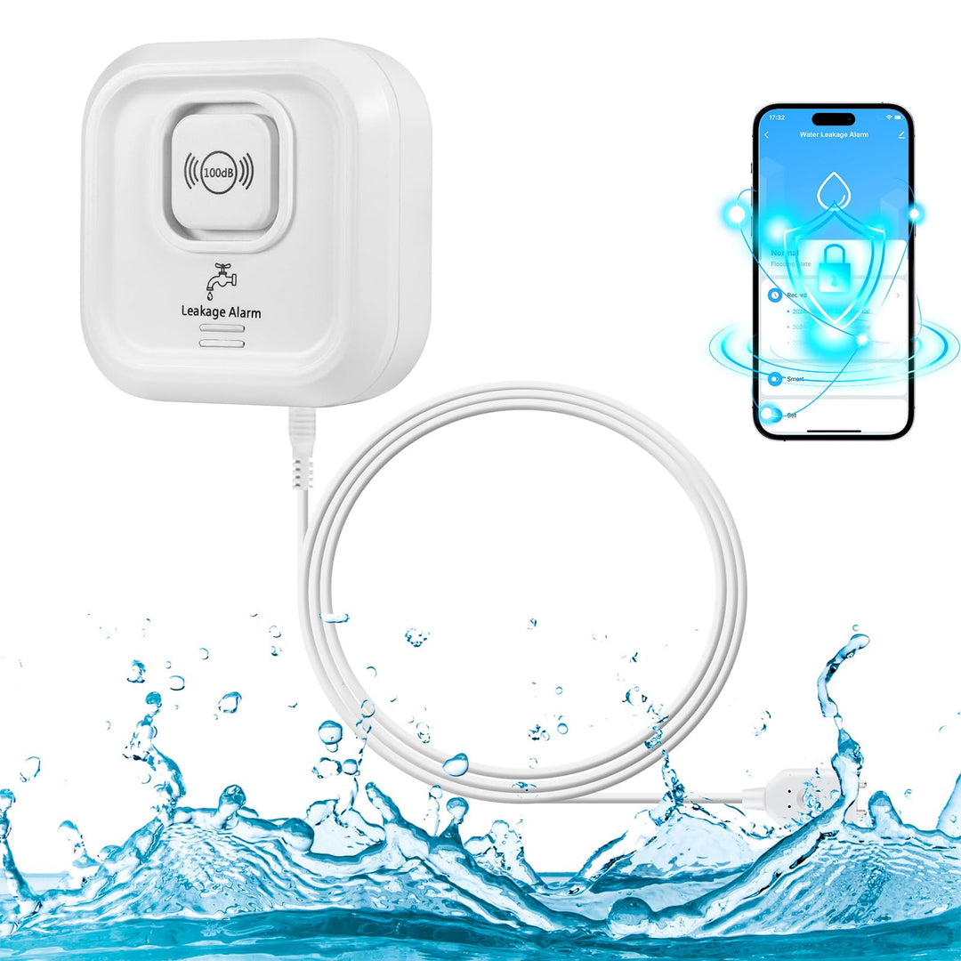Wassermelder WLAN 100 dB Lauter Wassersensor mit Smart Life App Fernbedienung - Wasseralarm für Küch