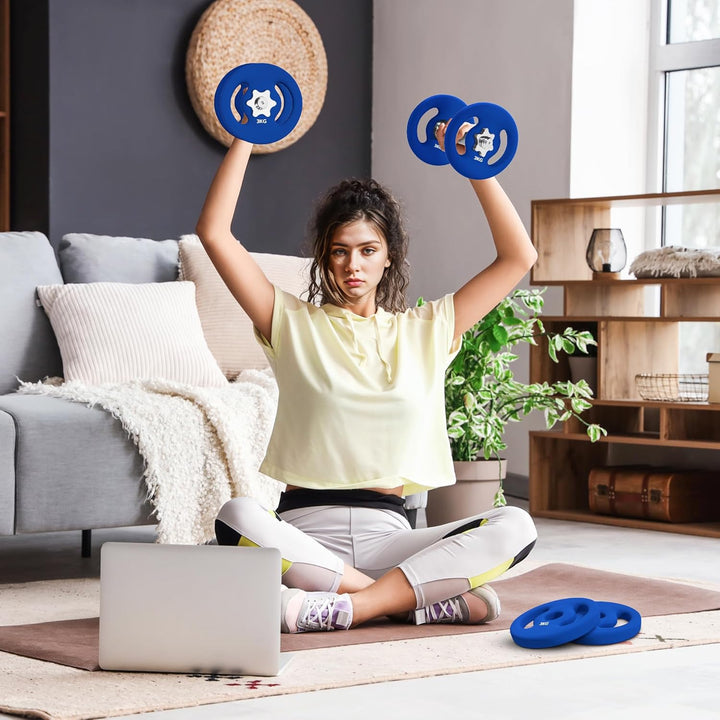 SPORTNOW Gewichtsplatte 2 x 3 kg, Hantelscheiben für Stangen Ø 2,5 cm, mit Griffen, leicht zu greife