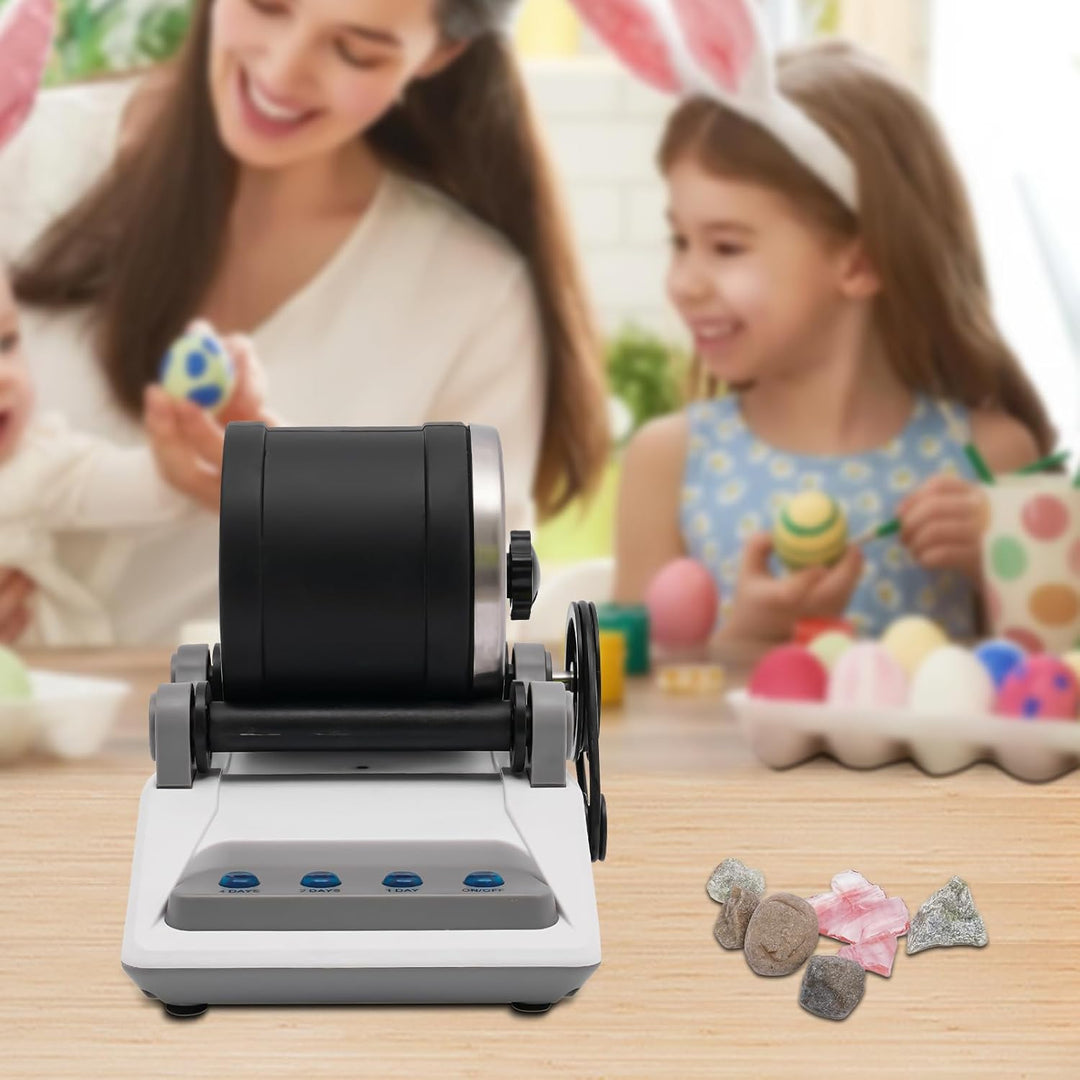 Steinpolierer mit 7-Tage-Timer, Komplettset inkl. Schleifkörner, Rohsteine &amp; Schmuckzubehör, leiser
