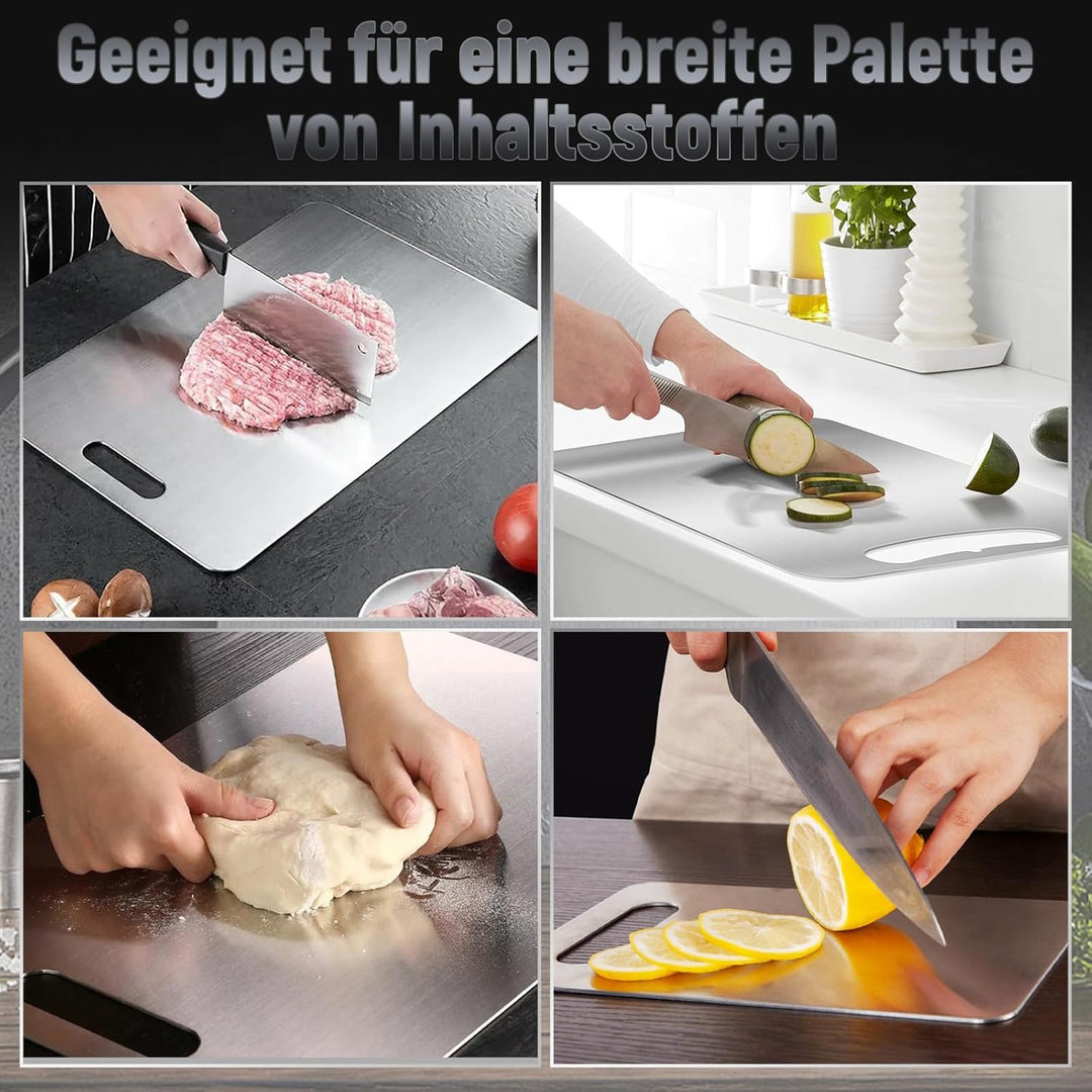 3 Stück Titan Schneidebrett, Edelstahl Titanium Cutting Board, BPA-freies Doppelseitiges Lebensmitte