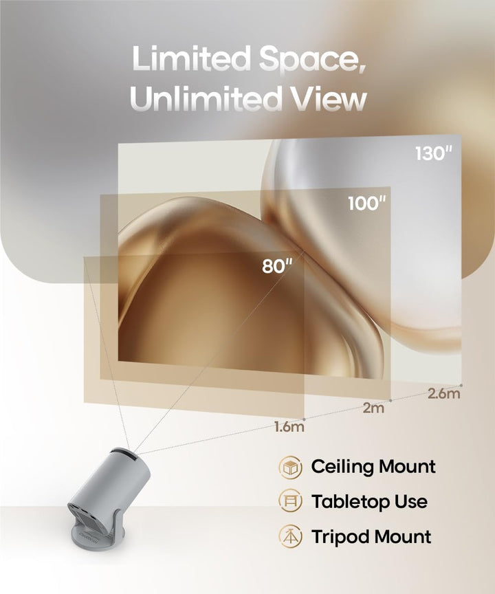 Mini Beamer 4K Unterstützt Android 11, Smart Projector 5G WiFi 6 BT 5.4, Mini Projektor Full HD 1080