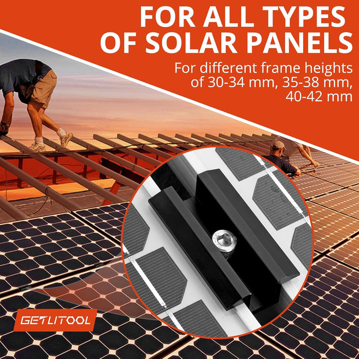 GETLITOOL PV Montageschiene Zubehör, 10PCS Aluminium Mittelklemme Photovoltaik Solarpanelen für Modu