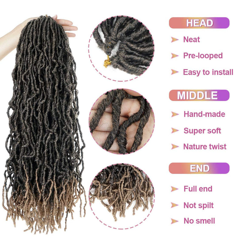 Beyond Beauty 6 Packungen 24Zoll vorgeschlungene Nu Faux Locs Häkelhaar, weiche Dreadlocks, Flechtha