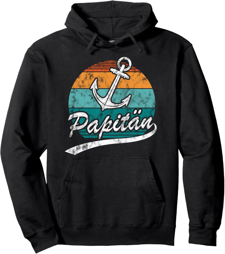 Papitän Papa und Kapitän Lustiges Vater Anker Retro Vintage Pullover Hoodie