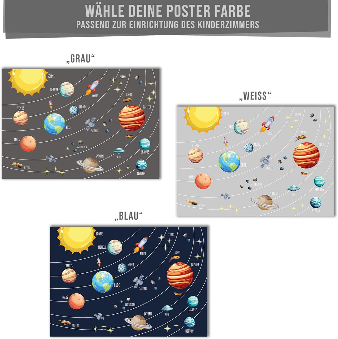 Vacentures Kinderzimmer Weltraum Poster I Planeten und Sterne im Weltall I Wandbild für galaktische