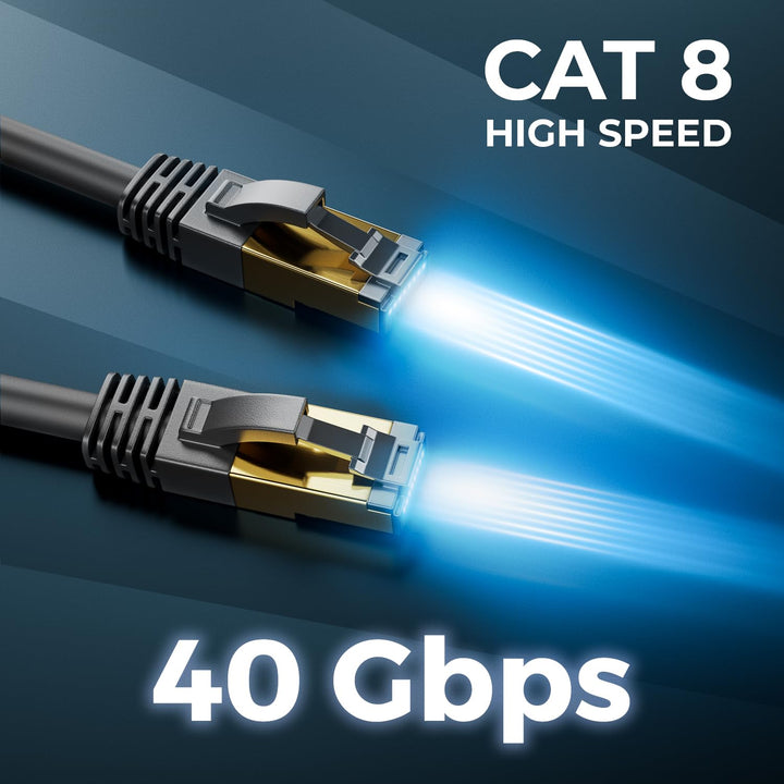 deleyCON 15m CAT 8 Netzwerkkabel (40 Gbit/s, Kupfer, S/FTP) Gigabit Ethernet LAN Cable Kabel Patchka