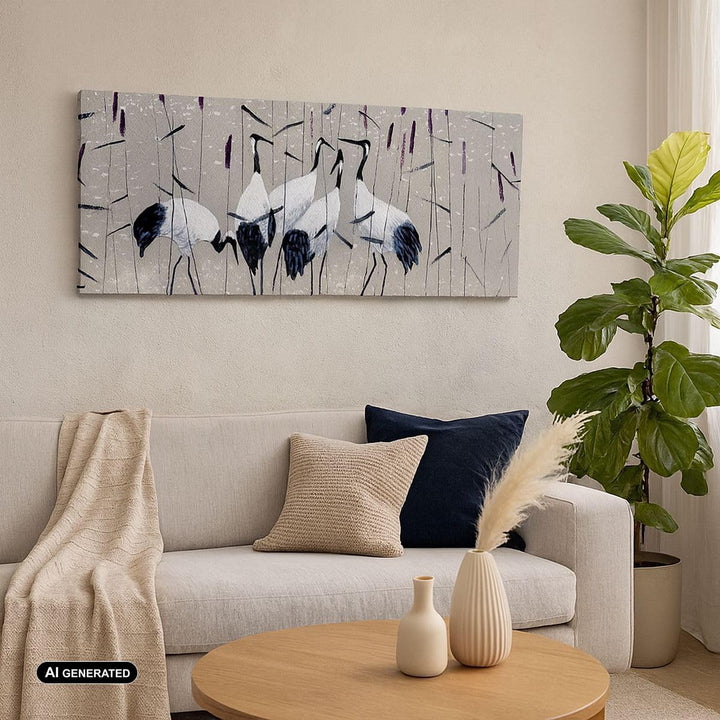 Wandbilder Dekoration Wohnzimmer Vogel Natur Wasser Panorama Bilder auf Leinwand 120x50cm Leinwandbi
