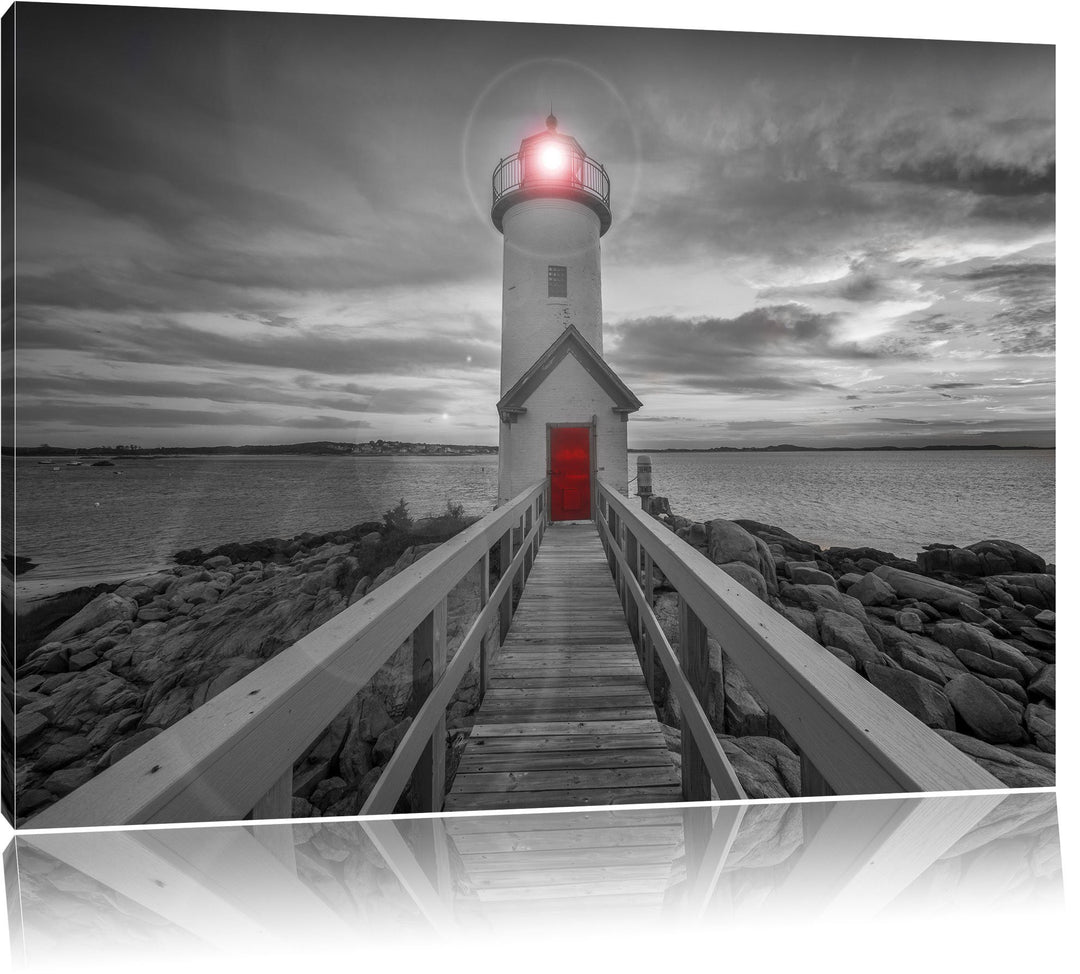 Pixxprint Leuchtturm bei Sonnenuntergang als Leinwandbild/Grösse: 100x70 cm/Wandbild/Kunstdruck/fert