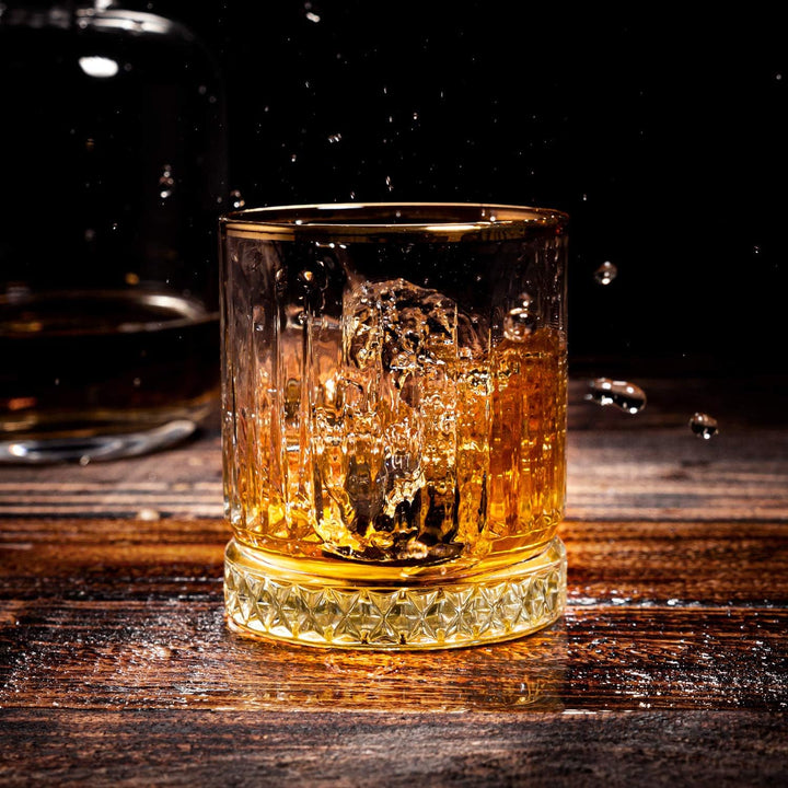Hediyesepeti Wiskeygläser- Set, Whiskey Gläser Set mit 12 Schwarz Marmor Eiswürfel Steine, Wiederver