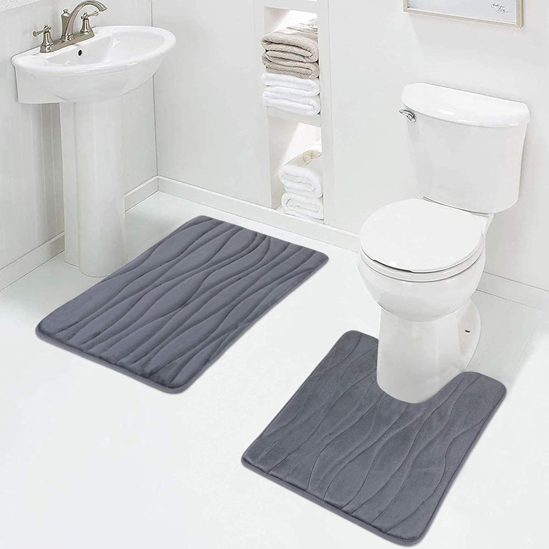 Homaxy Badematten Set 2 teilig Memory Foam Badezimmerteppich WC Vorleger mit Ausschnitt Set Saugfähi