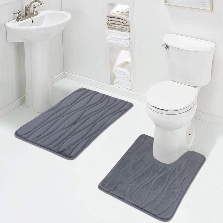 Homaxy Badematten Set 2 teilig Memory Foam Badezimmerteppich WC Vorleger mit Ausschnitt Set Saugfähi