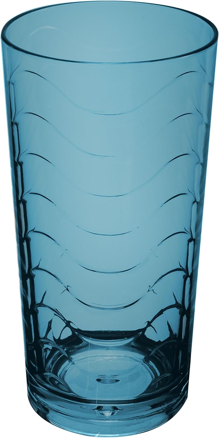 Melamin Geschirr Set 20 Teile elegante Steingut Optik in blau mit Wasserglas 260ml blau - für 4 Pers