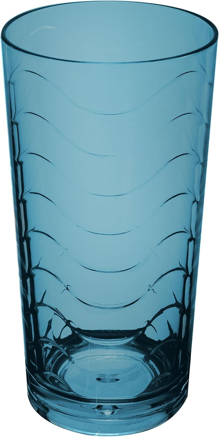 Melamin Geschirr Set 20 Teile elegante Steingut Optik in blau mit Wasserglas 260ml blau - für 4 Pers