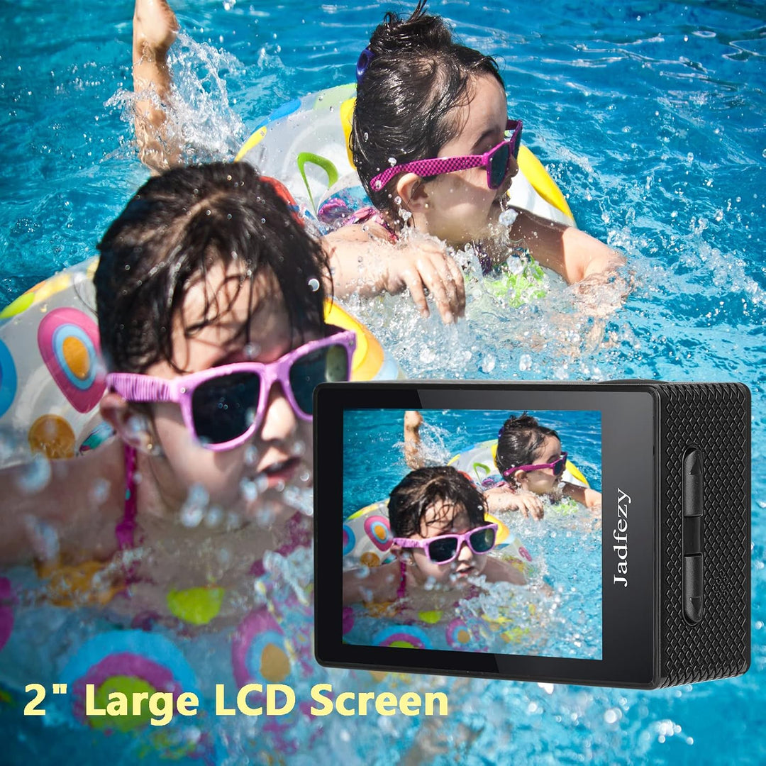 Jadfezy Action Cam FHD 1080P/12MP, Unterwasserkamera wasserdicht bis 30M, 140 Grad Weitwinkel Action