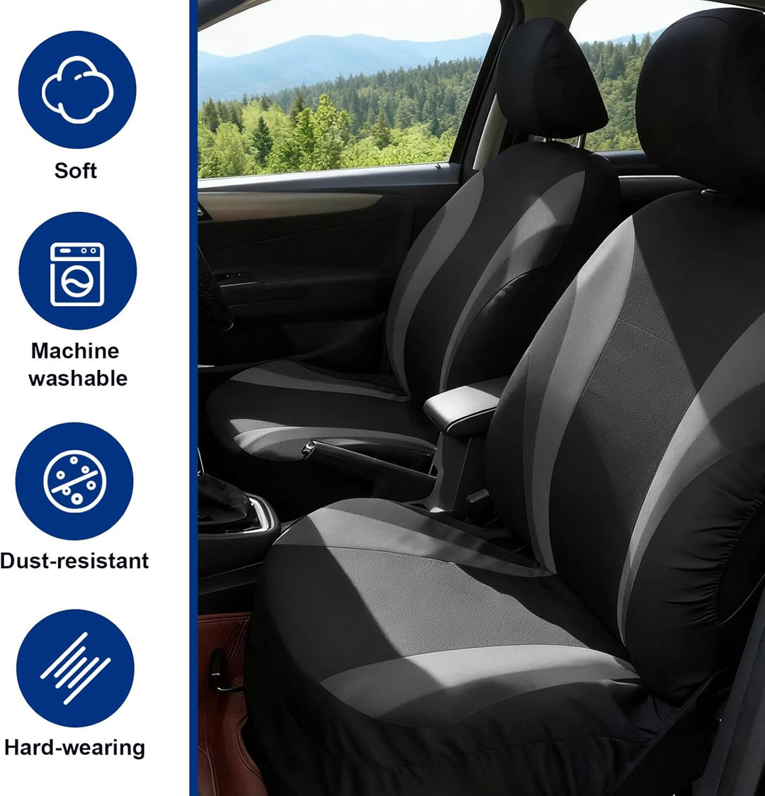 Autositzbezug Set für die Vordersitze, Atmungsaktive &amp; Bequeme Sitzbezüge für alle Jahreszeiten, uni