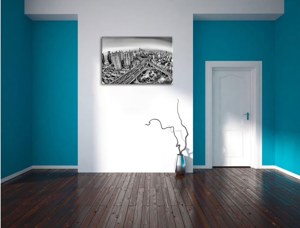 Pixxprint Blick auf Autobahn als Leinwandbild/Grösse: 100x70 / Wandbild/Kunstdruck/fertig bespannt,
