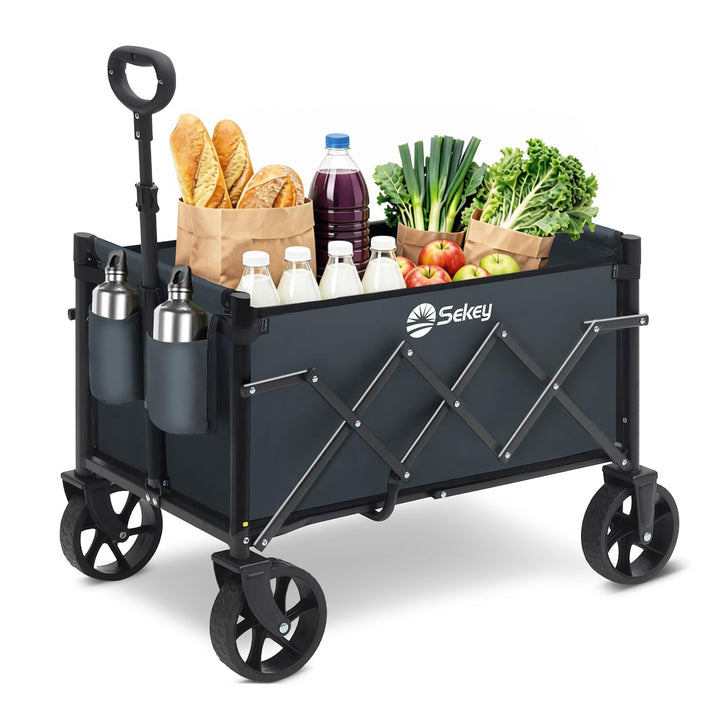Sekey Bollerwagen Faltbar Klein 80KG, Handwagen Klappbar, Faltbarer Einkaufswagen Campingwagen mit H