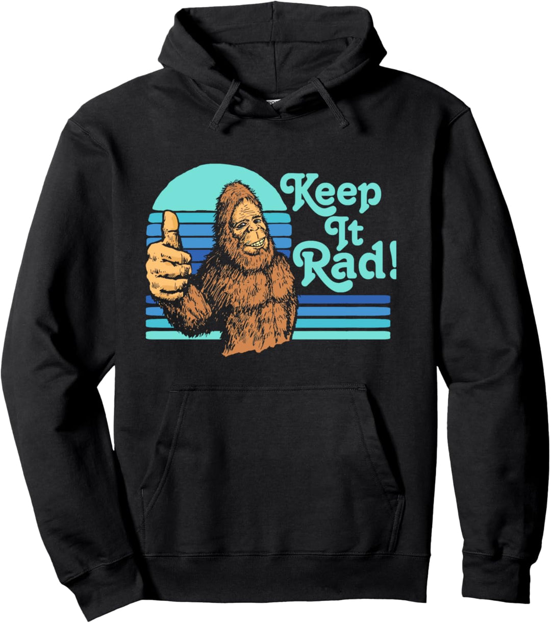 Keep It Rad! Vintage Bigfoot Thumbs Up Funny Vintage Hipster Pullover Hoodie