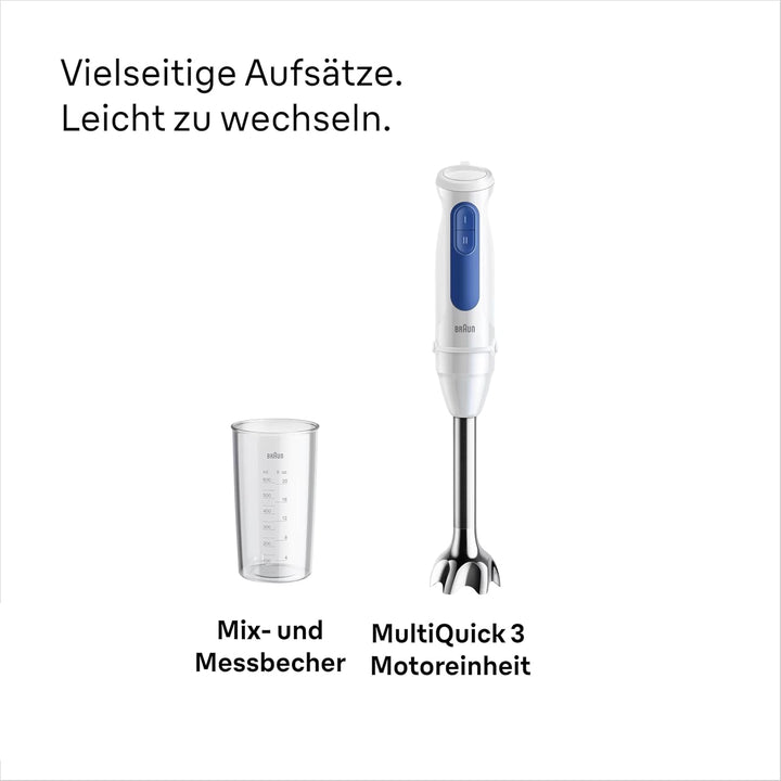 Braun Stabmixer MultiQuick 3 MQ30001M, PowerBell VPlus Technologie, 2 Geschwindigkeiten, EasyClick P