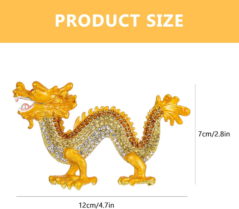 HOMSFOU Skulptur Goldenen Drachen Strass Figuren Strass Drachen Statue Tisch Drachen mit Drachen Sku