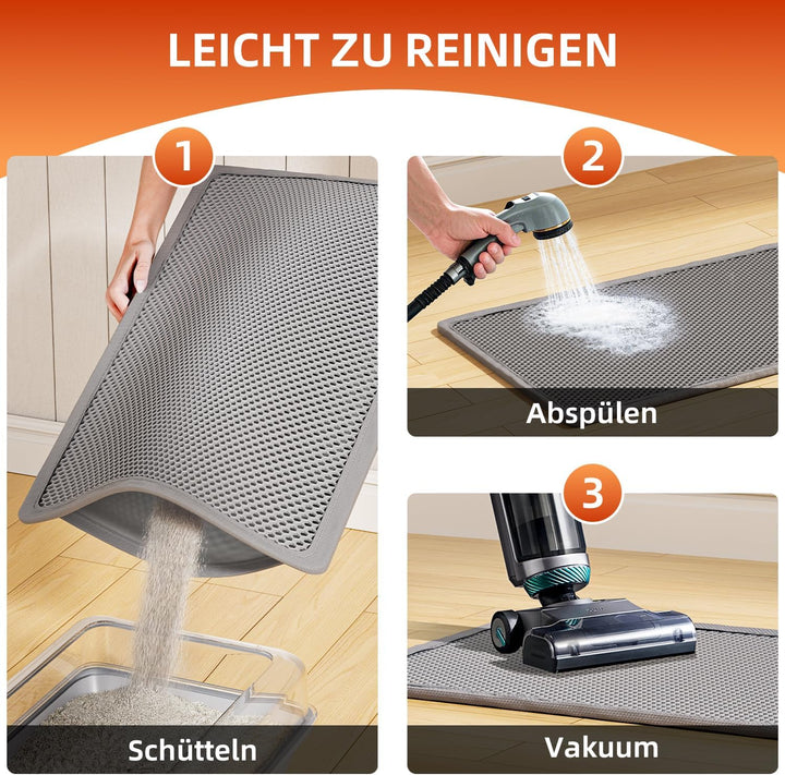 ASOBEAGE Katzenklo Matte, Katzenstreu Unterleger Waben Design Vorleger wasserdichte Doppelte Schicht