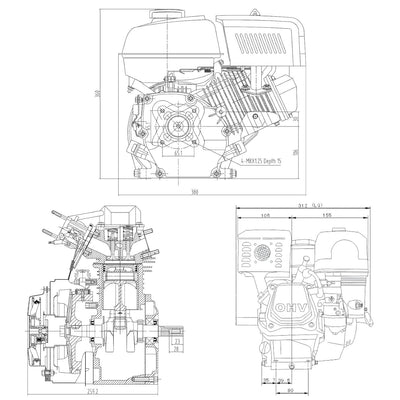 LIFAN 168 Benzinmotor 4,8 kW 6,5 PS 20 mm 196 ccm mit Handstarter