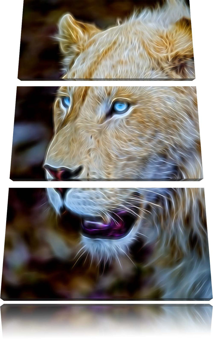 schöne weisse Löwin Spezial 3-Teiler Leinwandbild 120x80 Bild auf Leinwand, XXL riesige Bilder ferti