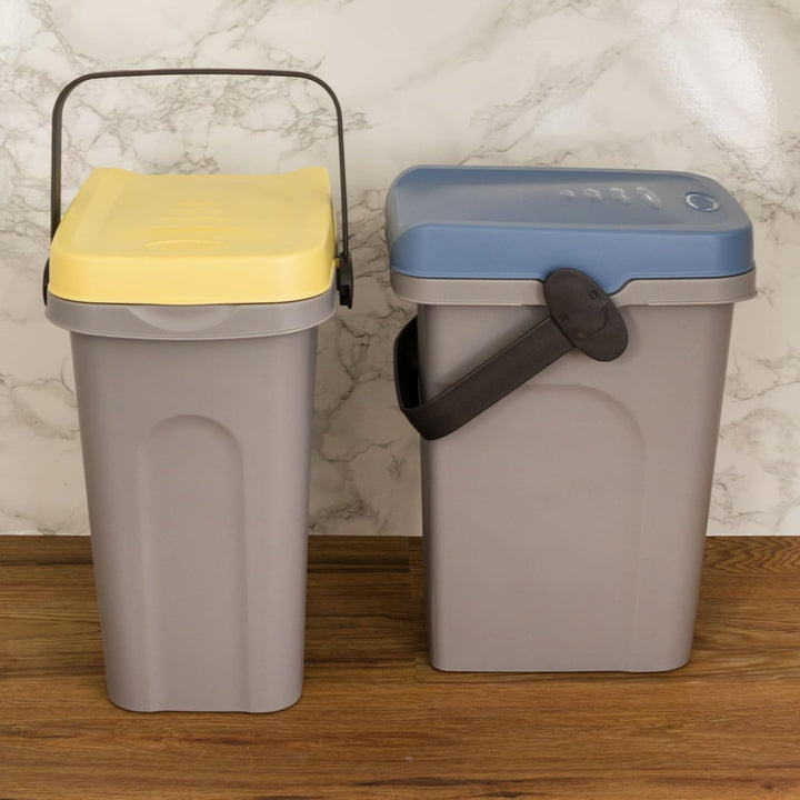 2x 7 Liter Windeleimer Geruchsdicht Blau und Gelb, Biomülleimer Küche, Bio Mülleimer Klein verschlie