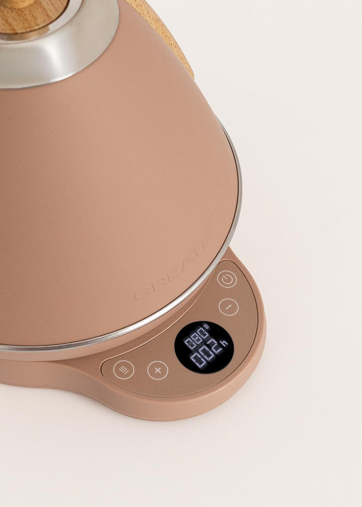 CREATE/KETTLE RETRO PRO/Wasserkocher mit Temperaturregelung 1L Mokka/Automatische Abschaltung, Schne