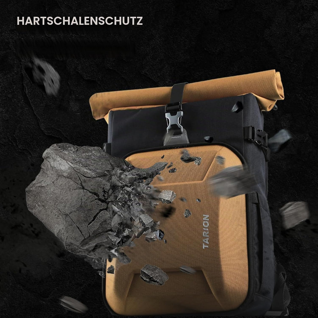 TARION Kamerarucksack Rolltop Fotorucksack mit Hartschale: Professionelle Kameratasche Spiegelreflex
