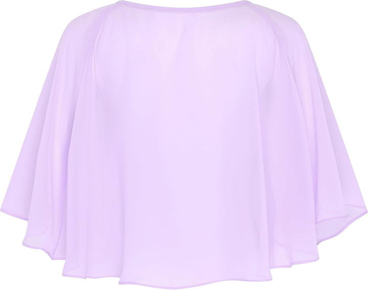 Bolerose weich Hochzeit Umhängetuch Abend Durchsichtiges Chiffon Überwurf Umhang Schultertuch Fliede