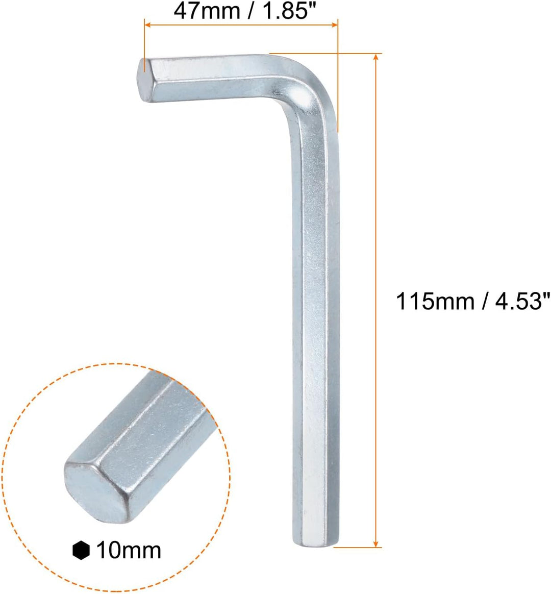 QUARKZMAN 10PCS Innensechskantschlüssel 10 mm L-Form Metrische Sechskantschlüssel aus Chrom-Vanadium