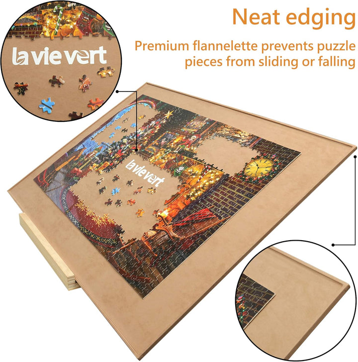 LAVIEVERT Holzpuzzle-Brett, Puzzle-Aufbewahrung, Puzzle-Sparer mit Rutschfester Oberfläche für bis z