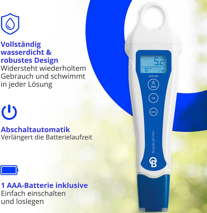 Bluelab pH Pen - Genau bis ±0,1 pH, langlebig, wasserdicht, schwimmfähig, schnell, stabil, Doppelson
