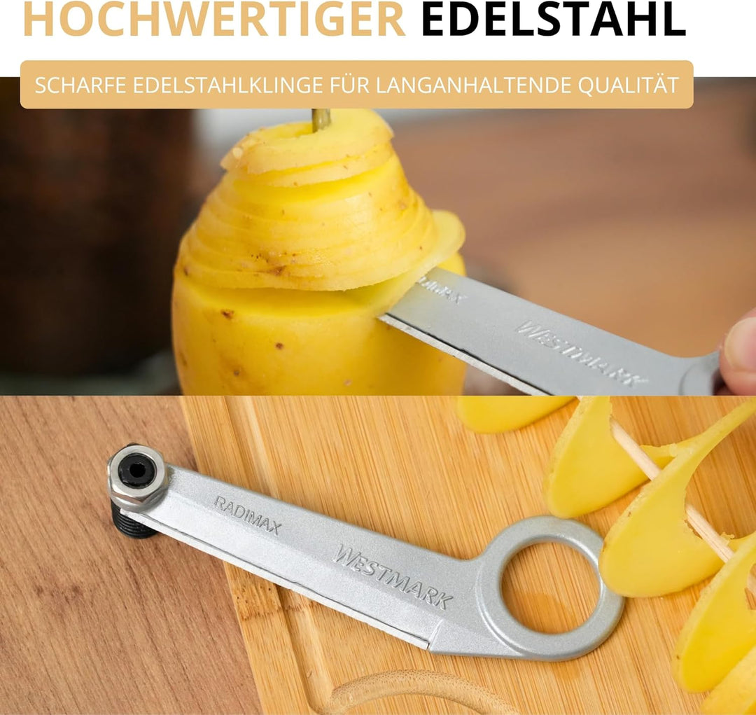Westmark Rettich-/Spiralschneider mit langem Zentrierstab, Länge: 24 cm, Rostfreie Edelstahlklinge/A