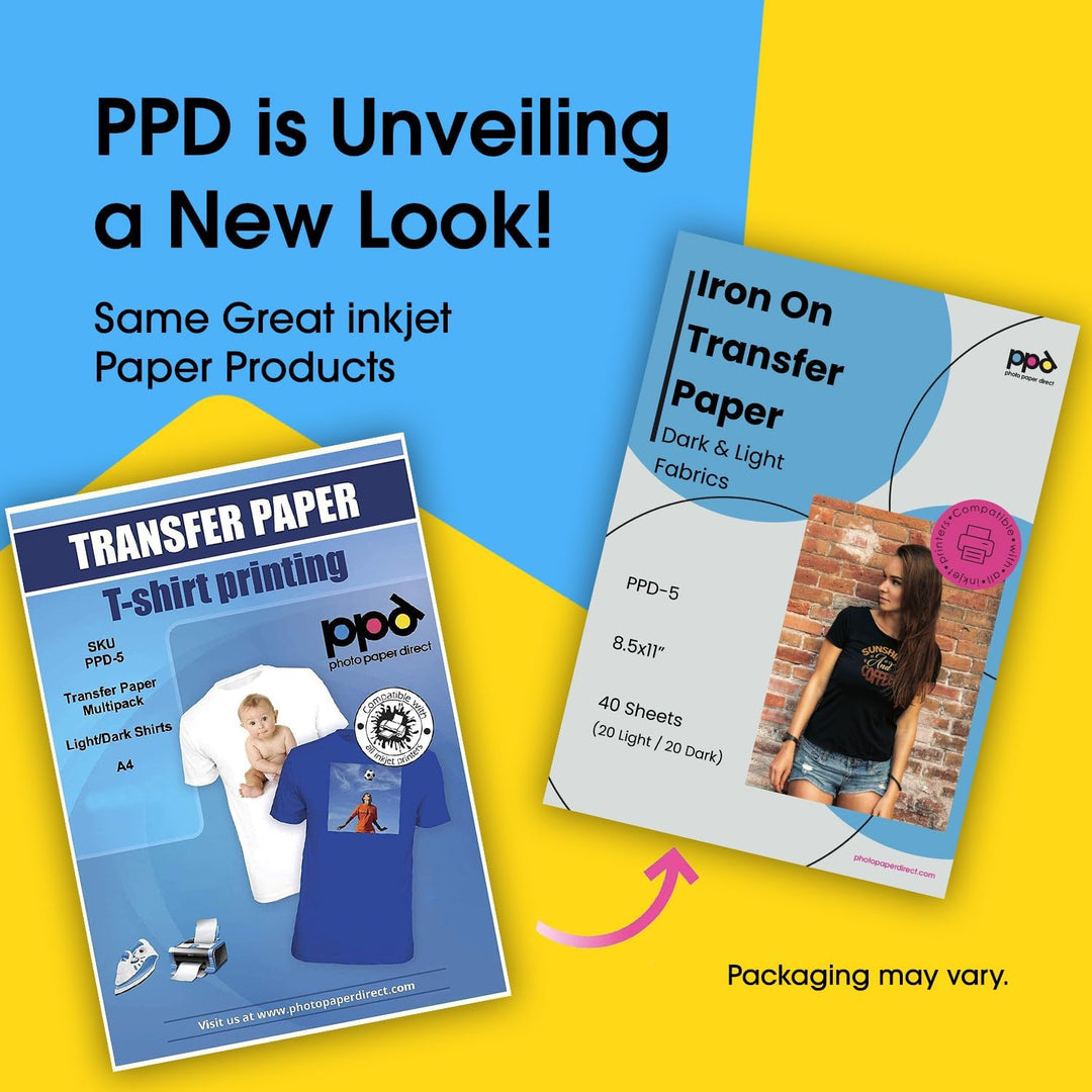 PPD 40 x A4 Inkjet Premium Transferpapier Hell/Dunkel, für Bügeleisen und Transferpresse PPD-5-40