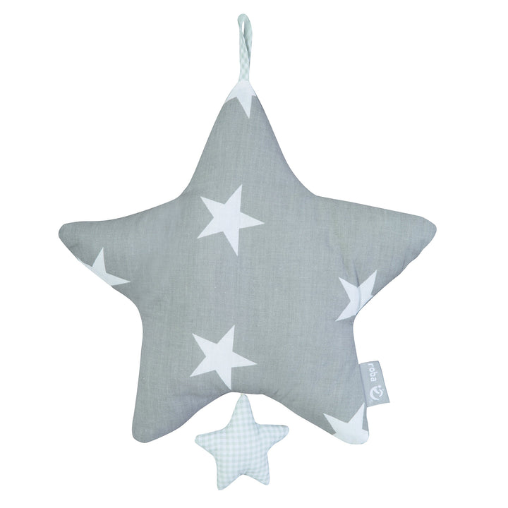 roba Spieluhr 'Little Stars', Einschlafhilfe, Textil-Stern waschbar, Babyzimmer Deko grau / weiss, L
