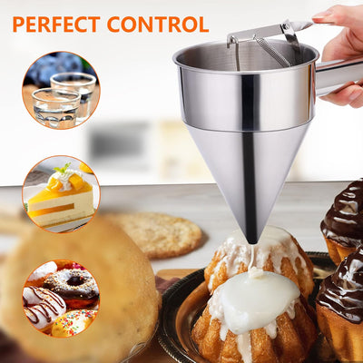 YUNYODA Teigspender, Pfannkuchen Teigspender Edelstahl 600ml Teigportionierer mit Ständer, Pancake P