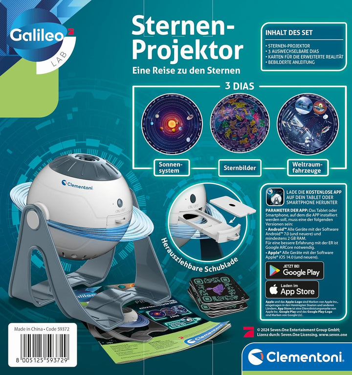 Clementoni Galileo Lab Sternen-Projektor - Sonnensystem & Sternbilder kennenlernen - Inkl. App-Funkt