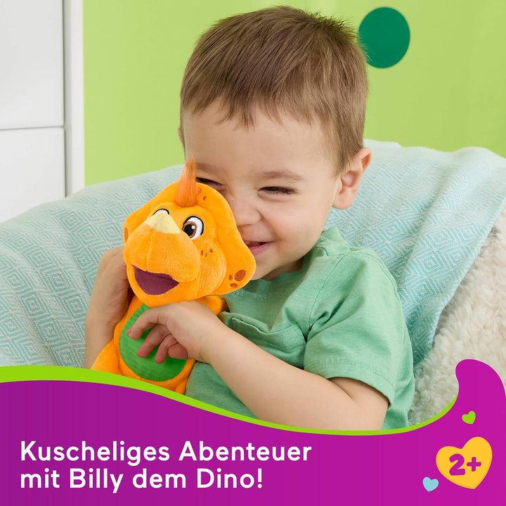 Fisher-Price Barneys Welt Spielzeug für Kleinkinder Plüsch-Dinosaurier Billy ca. 16,5 cm Figur für K